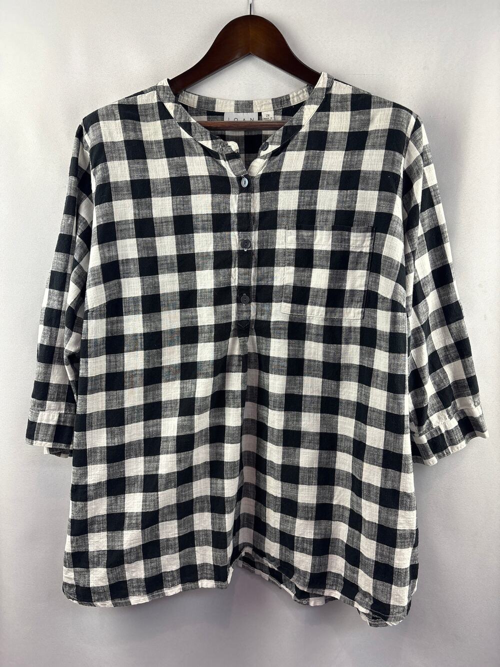 Women’s Joan Rivers Size 2X Black & White Gingham Blouse
